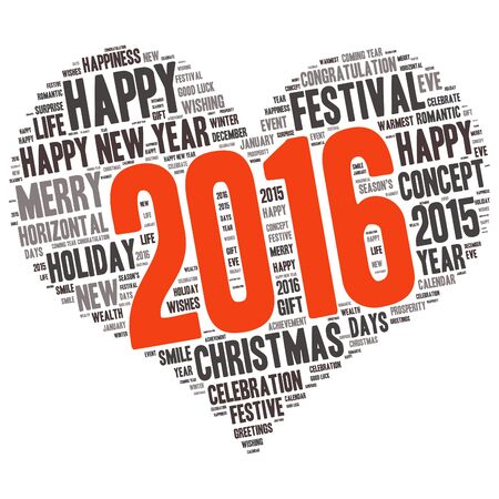 "Happy New Year 2016". Cloud of wordsのイラスト素材