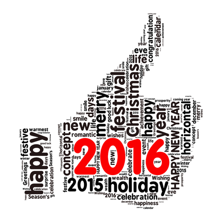 "Happy New Year 2016". Cloud of wordsのイラスト素材