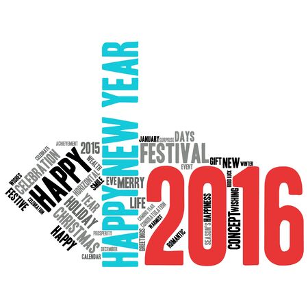 "Happy New Year 2016". Cloud of wordsのイラスト素材