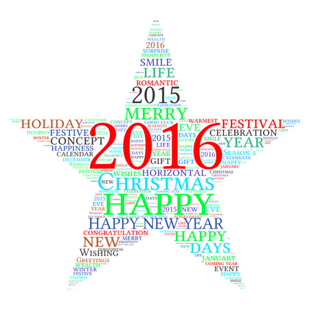 "Happy New Year 2016". Cloud of wordsのイラスト素材