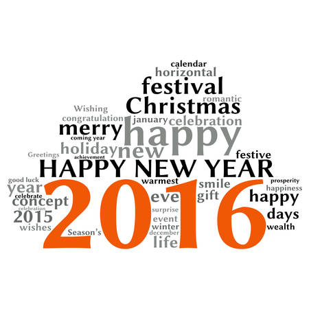 "Happy New Year 2016". Cloud of wordsのイラスト素材