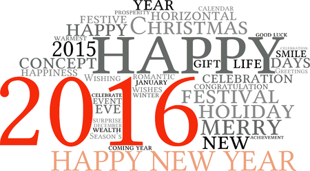 "Happy New Year 2016". Cloud of wordsのイラスト素材