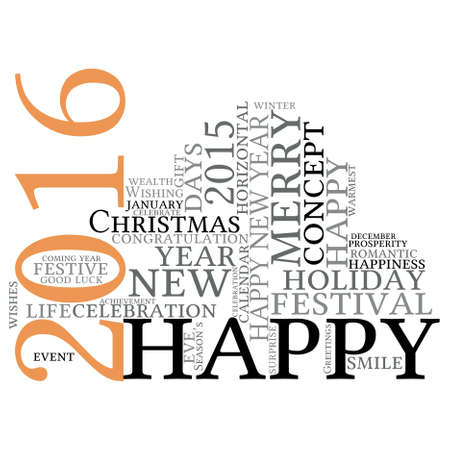 "Happy New Year 2016". Cloud of wordsのイラスト素材