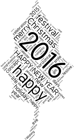 "Happy New Year 2016". Cloud of wordsのイラスト素材