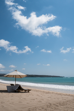 Beautiful surfing sand beach on sunny summer dayの写真素材