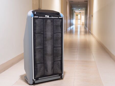 SMART Air purifier in a bedroom, filter for clean roomのeditorial素材