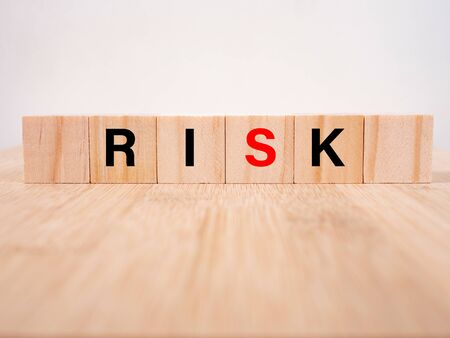 Word risk writing with wooden blocksの写真素材