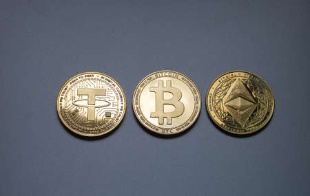 Ethereum ETH cryptocurrency physical coin placed
