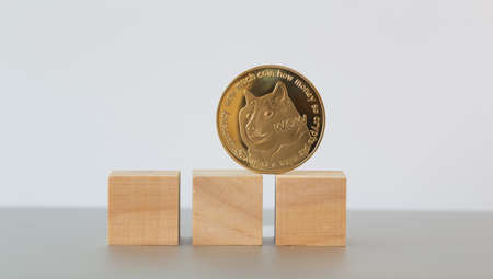 Ethereum ETH cryptocurrency physical coin placed