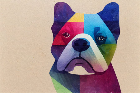 colorful dog head with cool isolated pop art style