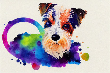 colorful dog head with cool isolated pop art styleの写真素材