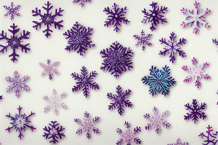 whimsical cute snowflake collection on white background with margins, watercolorの素材