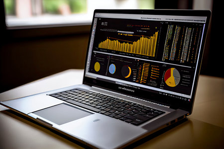 Laptop with analytical data.Generative AIの素材