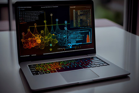 Laptop with analytical data.Generative AIの素材