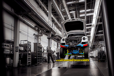 Industry line modern high tech vehicle assembly plant.Generative AIの素材