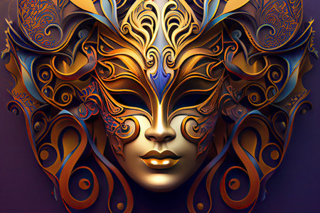 Carnaval Brazil Mask Art Nouveau Style.Generative AIの素材
