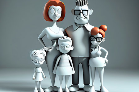 3d render of a happy family.Generative AIの素材