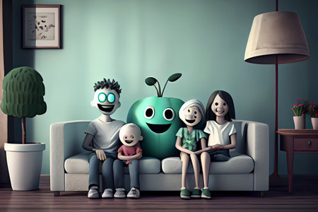 3d render of a happy family.Generative AIの素材