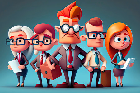 Business teamwork concept. 3d illustration. Cartoon characters.Generative AIの素材