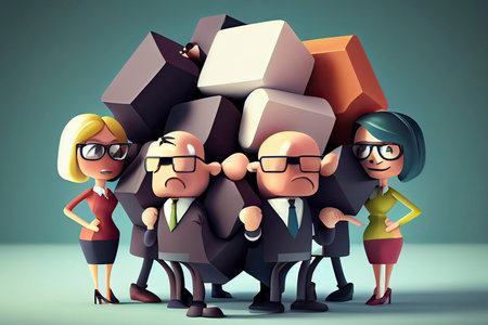 Business teamwork concept. 3d illustration. Cartoon characters.Generative AIの素材