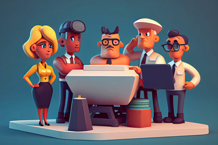 Business teamwork concept. 3d illustration. Cartoon characters.Generative AIの素材