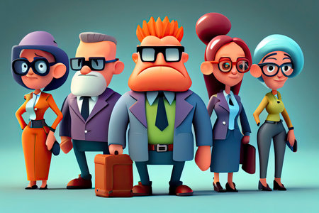 Business teamwork concept. 3d illustration. Cartoon characters.Generative AIの素材