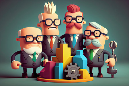 Business teamwork concept. 3d illustration. Cartoon characters.Generative AIの素材