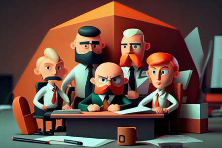 Business teamwork concept. 3d illustration. Cartoon characters.Generative AIの素材
