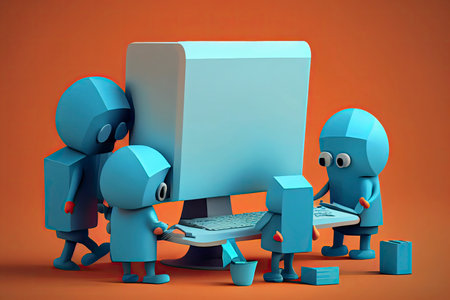 Cartoon characters. A working team of professionals.Generative AIの素材