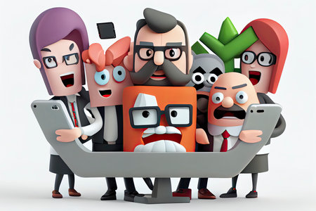 Cartoon characters. A working team of professionals.Generative AIの素材