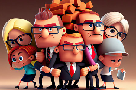 Cartoon characters. A working team of professionals.Generative AIの素材