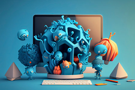 Cartoon characters. A working team of professionals.Generative AIの素材