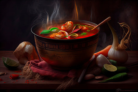 Tom Yum Goong,Thai Food.Generative AIの素材