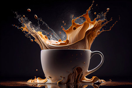 clean coffee cup with coffee splash.Generative AIの素材