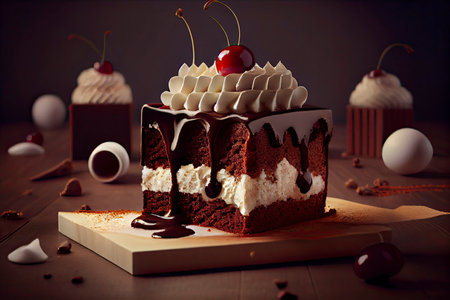 cubic black forest cake.Generative AIの素材