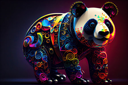 panda bear, colorful, Generative AIの素材