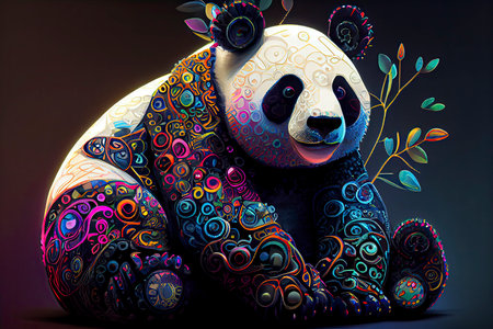 panda bear, colorful, Generative AIの素材