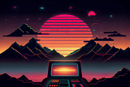 Retro 80s Background.Generative AIの素材