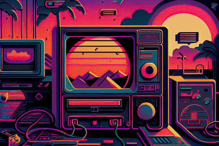 Retro 90s Background.Generative AIの素材