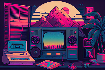 Retro 90s Background.Generative AIの素材