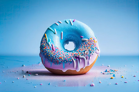 Instagram food ad, gluten free donut with blue frosting.Generative AIの素材