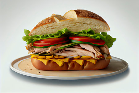 Big appetizing fast food hamburger.Generative AIの素材