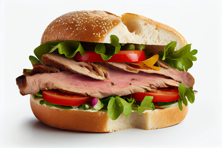 Big appetizing fast food hamburger.Generative AIの素材