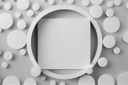 abstract white geometric background, minimal round frame flat lay.Generative AIの素材