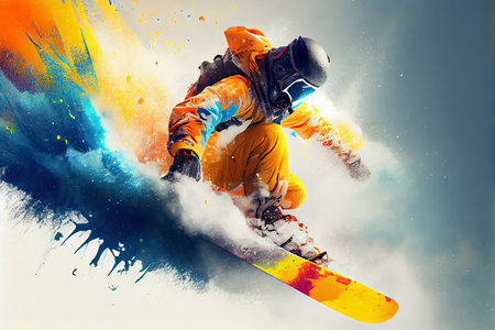 Winter Extreme athlete Sports ski jump on mountain.Generative AIの素材