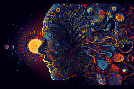 Multiverse Connected Through a Nervous System - Trippy Psychodelic.Generative AIの素材