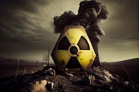 Radioactive pollution can take many forms, including airborne particles, contaminated soil and water.Generative AIの素材
