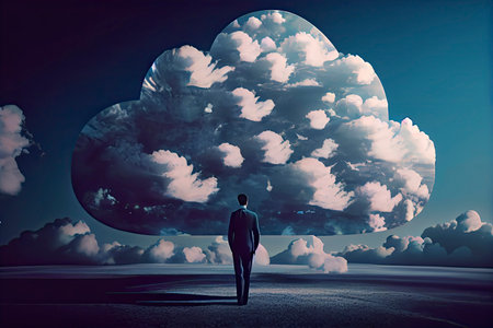 abstract cloud technology system sci fi design concept background.Generative AIの素材