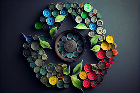 Green recycle icon eco papercut nature concept.Generative AIの素材