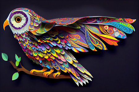 cut paper owl, paper machette mobile, high art, concept art.Generative AIの素材